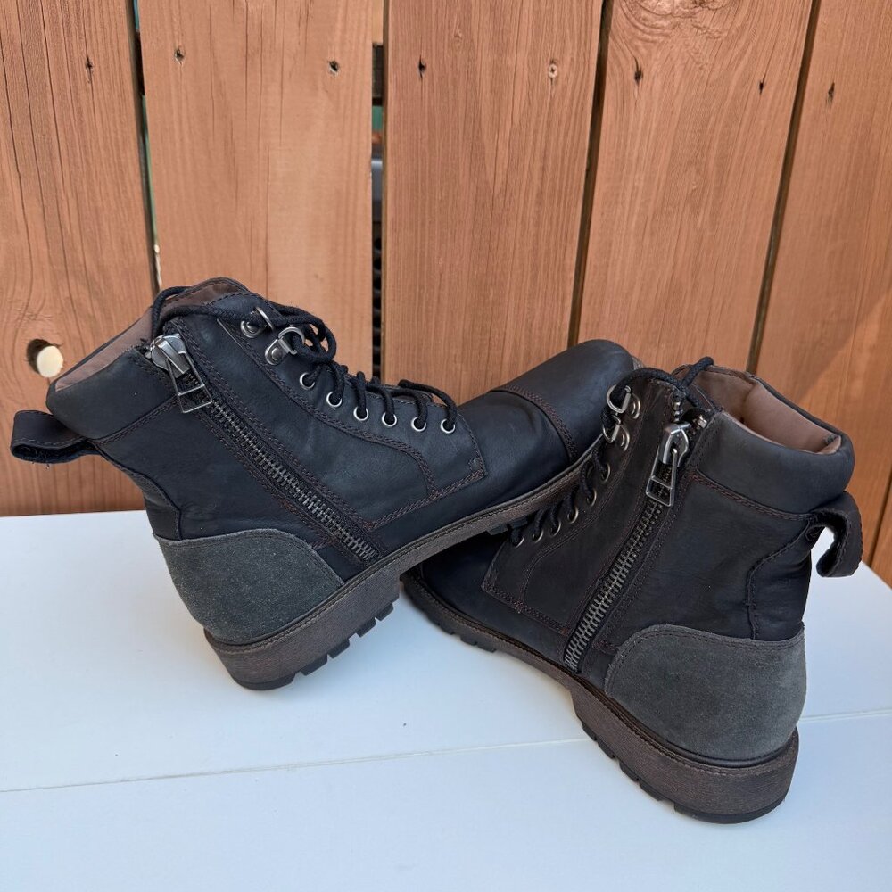 Mens Dockers Black Leather & Suede Lace-Up Ankle Boots Size 8M - Picture 4 of 9